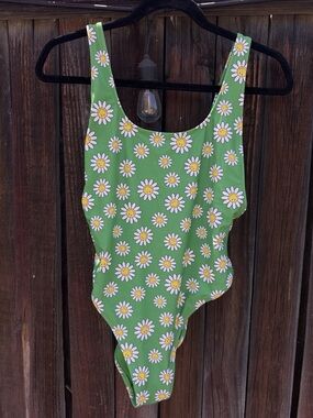 Aerie green Daisy smiley One-Piece Swimsuit medium